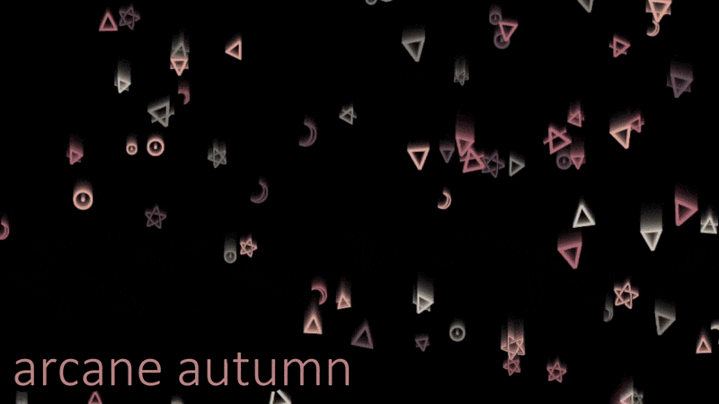 a gif showing off various falling glyph backgrounds. arcane autumn in warm tones, frigid frost in cool tones, casual cosmos with green/blue hues, swamp sprite with green hues, grayscale galaxy with grays